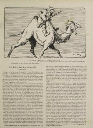 Boches de chameaux - chameaux de boches (Les Allemands exercent des cavaliers speciaux en vue de l'expédition d'Egypte.)