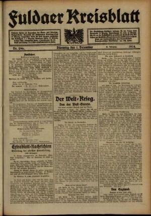 Ausgabe vom Dienstag, den 01. Dezember 1914.