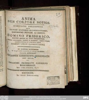 Anima Non Corpore Notior : Dissertatio Philosophica