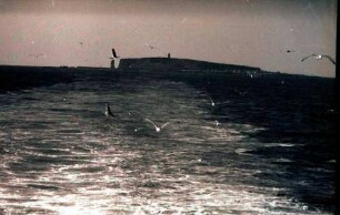 Helgoland: Abfahrt, Insel und Möwen im Kielwasser