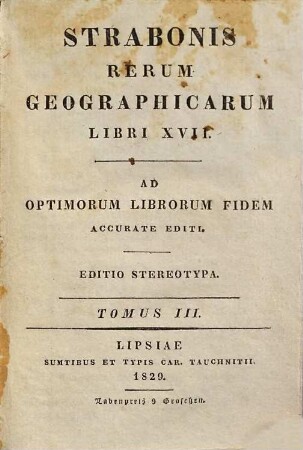 Strabonis rerum geographicarum libri XVII : ad optimorum librorum fidem accurate editi, 3