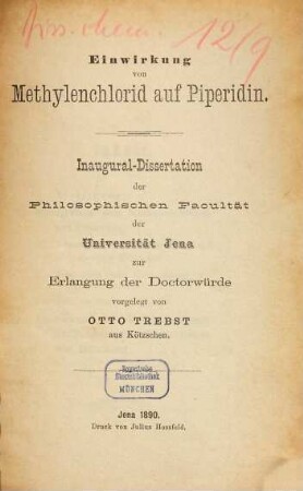 Einwirkung von Methylenchlorid auf Piperidin
