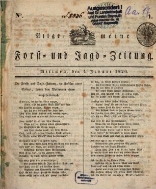 Allgemeine Forst- und Jagdzeitung : Allg. F. u. J. Ztg. = German journal of forest research. 1826