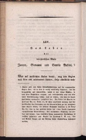 LXV. Das Leben des venezianischen Maler Jacopo, Giovanni und Gentile Bellini.
