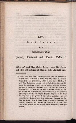 LXV. Das Leben des venezianischen Maler Jacopo, Giovanni und Gentile Bellini.