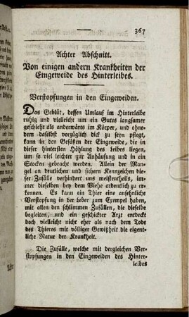 Achter Abschnitt. Von einigen andern Krankheiten der Eingeweide des Hinterleibes.