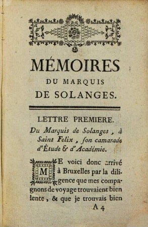 Mémoires Du Marquis De Solanges, 1