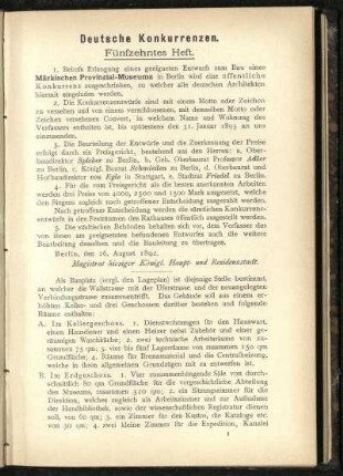 Wettbewerb für ein Provinzial-Museum in Berlin