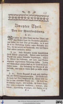 Zweyter Theil. Von der Wortforschung.