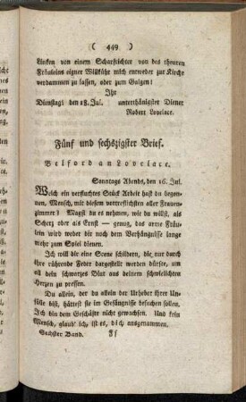Fünf und sechszigster Brief. Belford an Lovelace.
