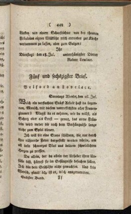 Fünf und sechszigster Brief. Belford an Lovelace.