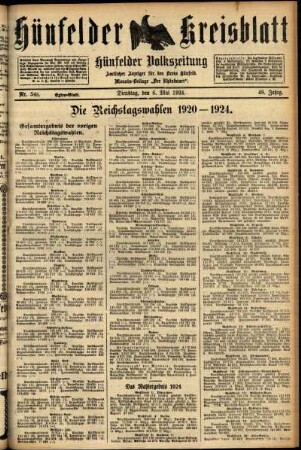 Zweite Ausgabe vom Dienstag, den 06. Mai 1924.