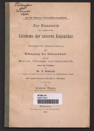 Zur Kasuistik des angeborenen Coloboms der unteren Augenlider