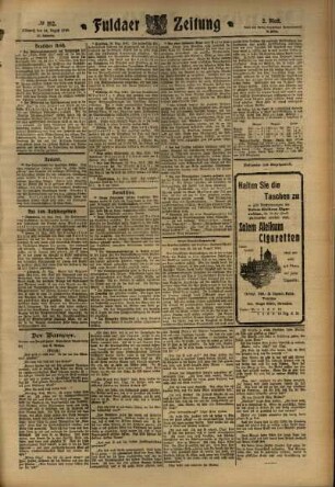 Zweite Ausgabe vom Mittwoch, den 24. August 1910.