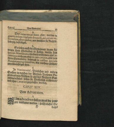 Caput XIV. Von Advocaten.