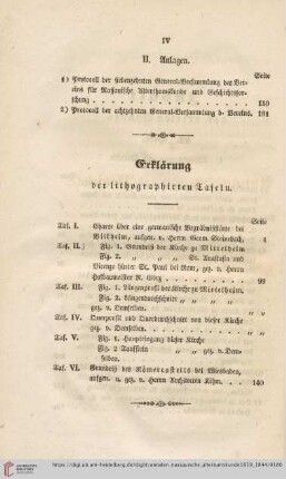 Erklärung der lithographierten Tafeln