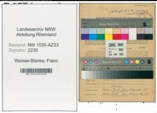 Entnazifizierung Franz Weisse-Blanke , geb. 18.01.1897 (Arbeiter)