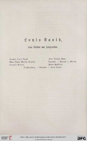 Louis David, seine Schüler und Zeitgenossen