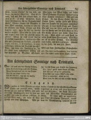 Am siebenzehnten Sonntage nach Trinitatis