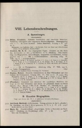VIII. Lebensbeschreibungen.