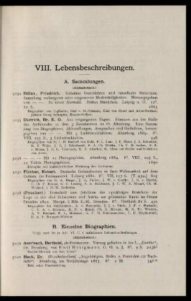 VIII. Lebensbeschreibungen.