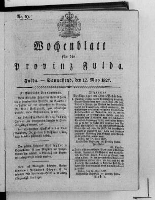 Nr. 19, Ausgabe vom 12. Mai 1827