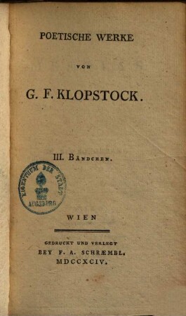 Klopstocks Werke, 3