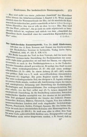 275-276 [Rezension] Kindermann, Adolf, Das landesfürstliche Ernennungsrecht