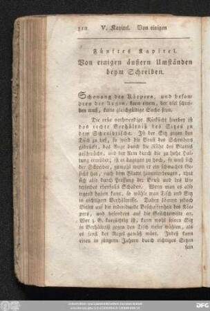 Fünftes Kapitel. Von einigen äußern Umständen beym Schreiben.