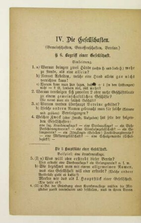 IV. Die Gesellschaften (Gemeinschaften, Genossenschaften, Vereine)