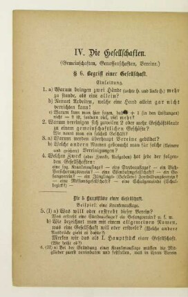 IV. Die Gesellschaften (Gemeinschaften, Genossenschaften, Vereine)