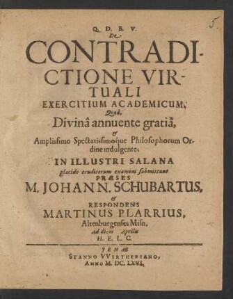 De Contradictione Virtuali Exercitium Academicum