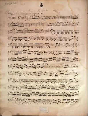 9 duos brillants : pour 2 violons ; op. 40 ; livre 2 ; lettre C, 2. Vl 1, 2 (je 16 S.). - Pl.Nr. AA.226. - [circa 1835]