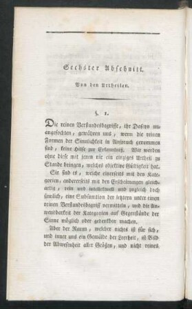 Sechster Abschnitt. Von den Urtheilen.