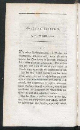 Sechster Abschnitt. Von den Urtheilen.