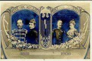 Postkarte zur Silberhochzeit des deutschen Kaiserpaares