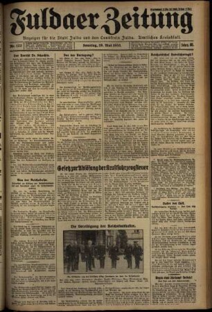 Erste Ausgabe vom Sonntag, den 28. Mai 1933.