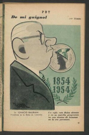 Sr. Ignacio Balbiani, presidente de la Bolsa de Comercio - [Caricatura] : De mi guignol