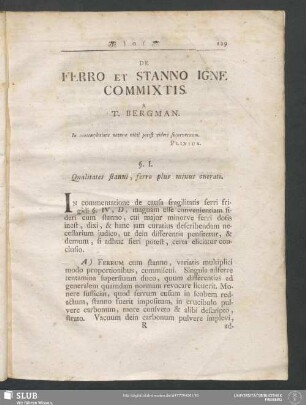 De Ferro Et Stanno Igne Commixtis A T. Bergman