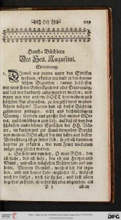 Hand-Büchlein des heil. Augustini