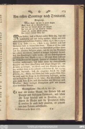 Am ersten Sonntage nach Trinitatis.