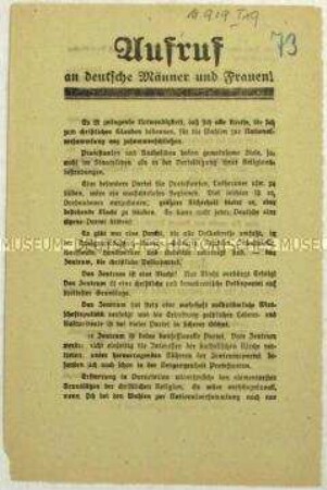 Aufruf der Zentrumspartei zur Wahl der Nationalversammlung 1919