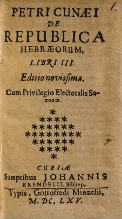 Petri Cunaei De Republica Hebræorum : Libri III.