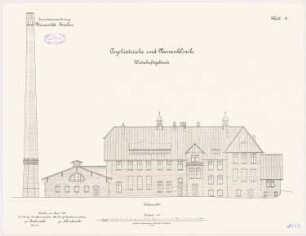 Universität Breslau Klinische Neubauten. Psychiatrische und Nervenklinik: Wirtschaftsgebäude: Südansicht 1:100