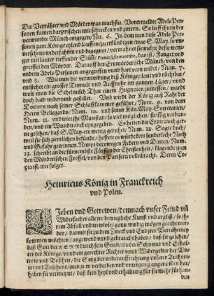 Heinricus König in Franckreich und Polen.