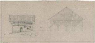 Littmann, Max; Bocksberg; Hofgut, Geländeaufnahmen, Wasserversorgung,Transformatorenhaus, Erweiterungsbauten u.Umbauten - Ansichten