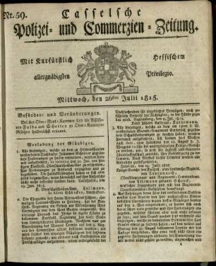 Nr. 59, Mittwoch, den 26sten Julii 1815