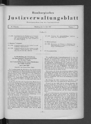 Verabschiedung des Präsidenten des Hanseatischen Oberlandesgerichts Dr. Reinhard Vogler und Amtseinführung des neuen Präsidenten Dr. Walter Stiebeler am 1.07.1969