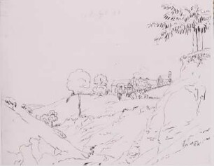 Berglandschaft mit Häusergruppe