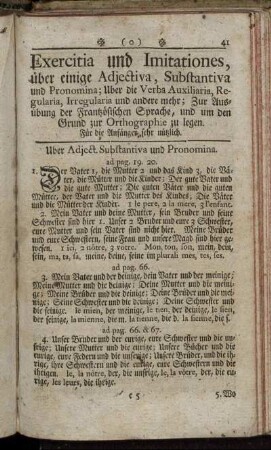Exercitia und Imitationes, ... - Leichte und gemeine Arten von Briefen ins Frantzösische zu übersetzen; ...